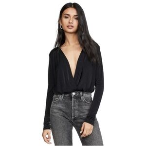 Free People Turnt Thong Bodysuit Black S P